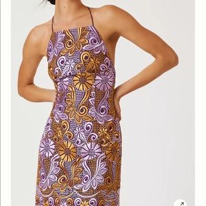 Anthropologie Embroidered Halter Mini Dress.